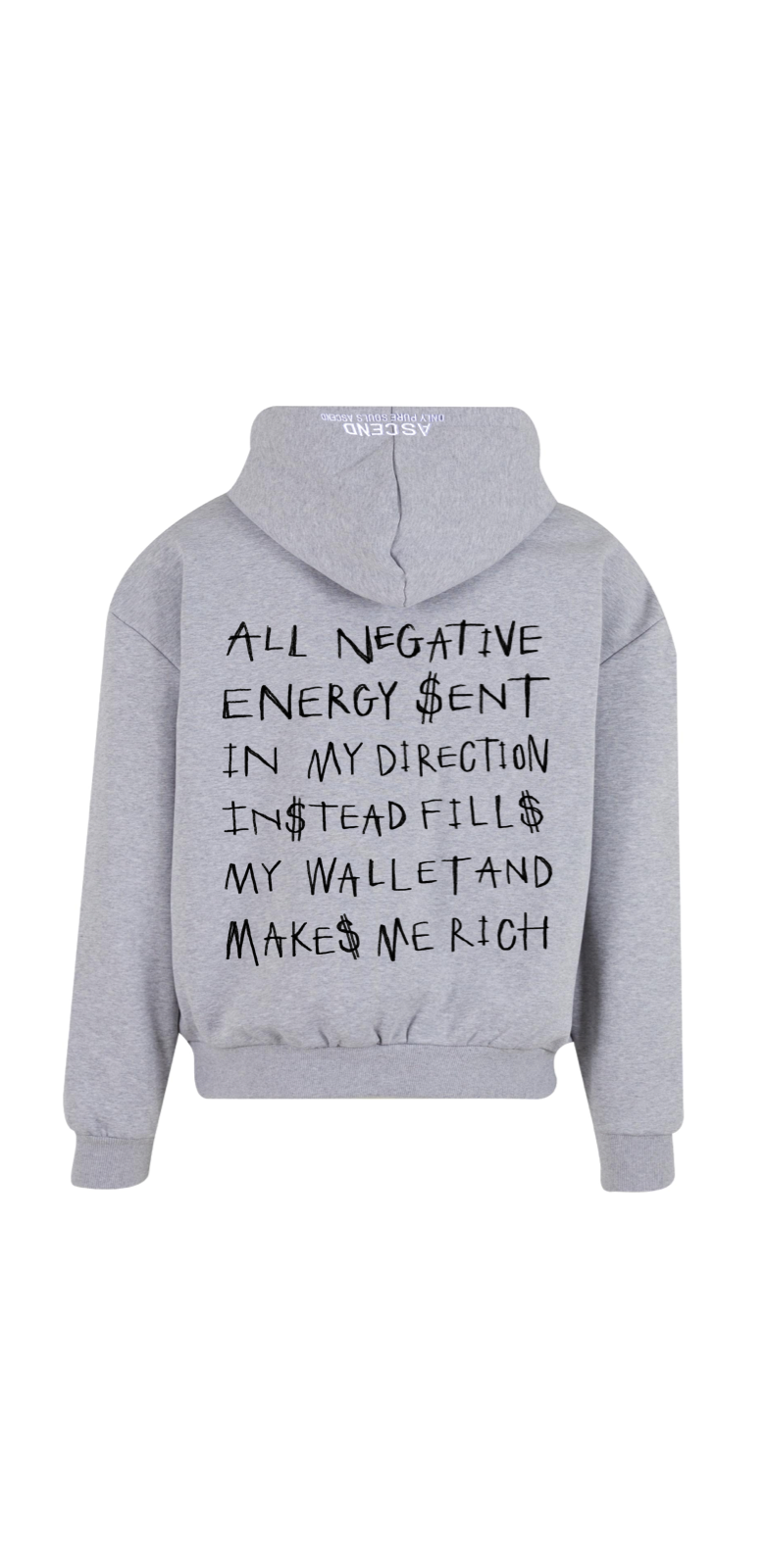 Duvachon CERTIFIED HUSTLER grey hoodie, back