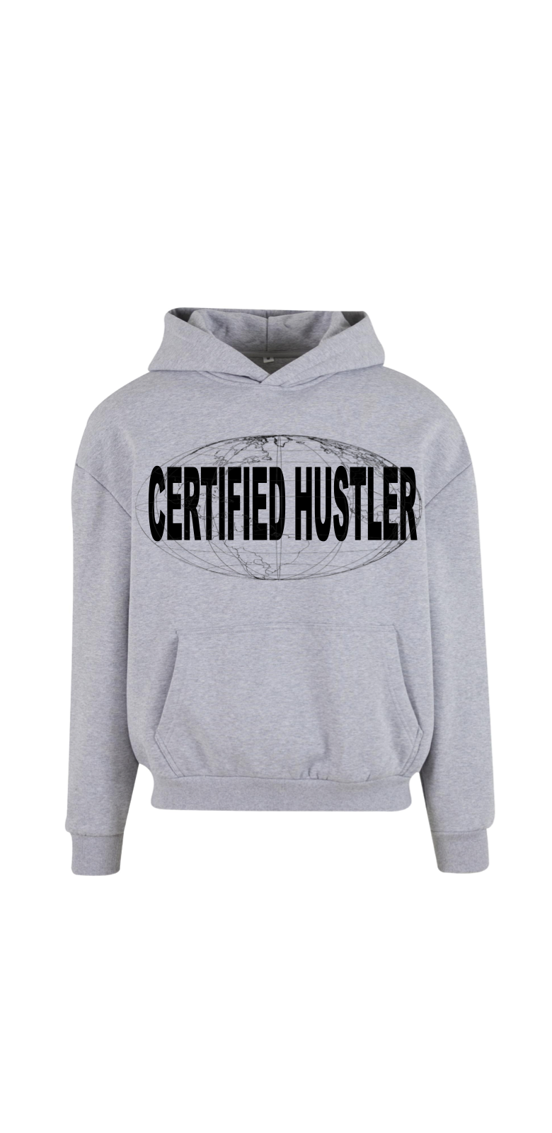 Duvachon CERTIFIED HUSTLER grey hoodie, front