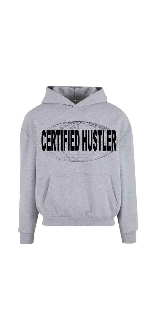 Duvachon CERTIFIED HUSTLER grey hoodie, front